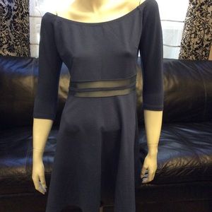 Lulu’s blue-grey boatneck mini skater dress